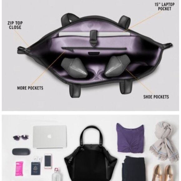 Betabrand Travel Tote Convertible Purse Bag Canvas & Leather - Picture 15 of 15